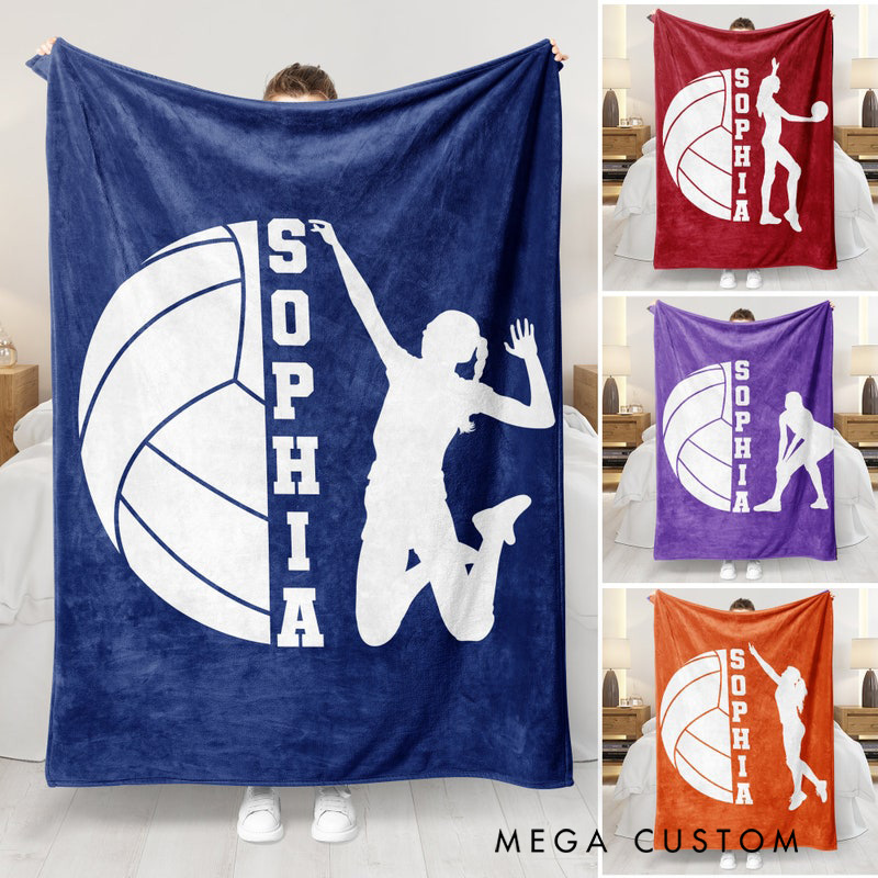 Personalized Volleyball Blanket with Custom Name and Graffiti Design for Volleyball Fans