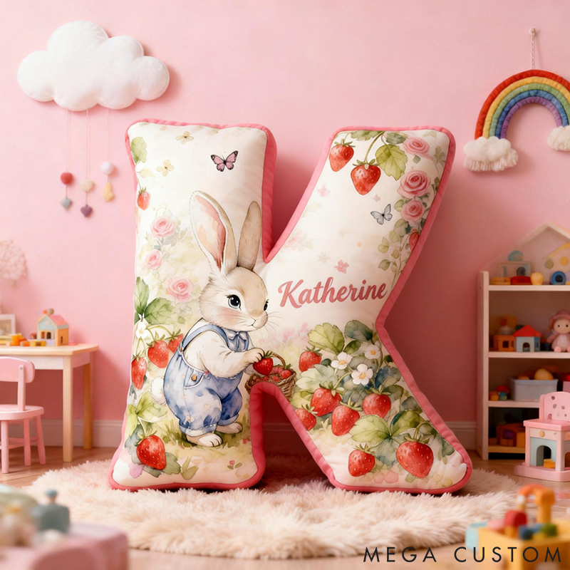 Personalized Pet Lover Funny Strawberry Picking Rabbit Graphic 3D Print Pillow