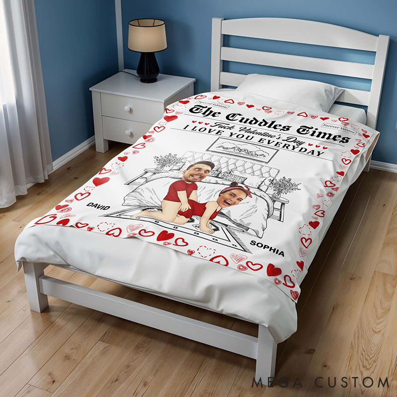 Personalized Couple Face Photo F*ck Valentine's Day I Love You Everyday Blanket Anniversary Valentine's Day Gift for Husband Wife Boyfriend Girlfriend