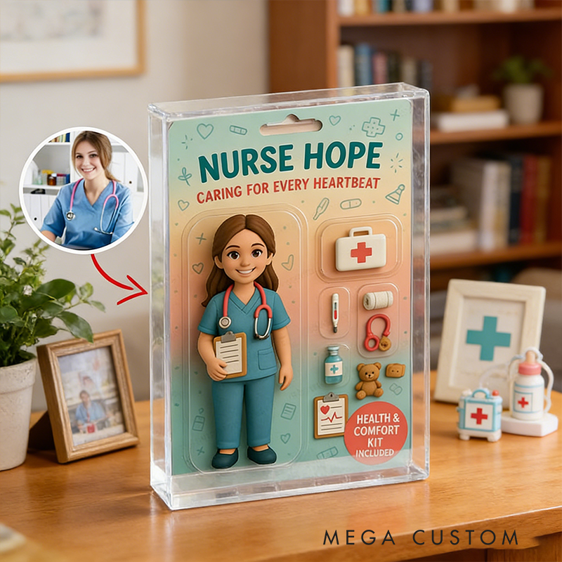 Personalized Nurse Gifts Custom Photo and Name 2D Action Figure Acrylic Block Thank You Gift for School Nurse or Healthcare Worker