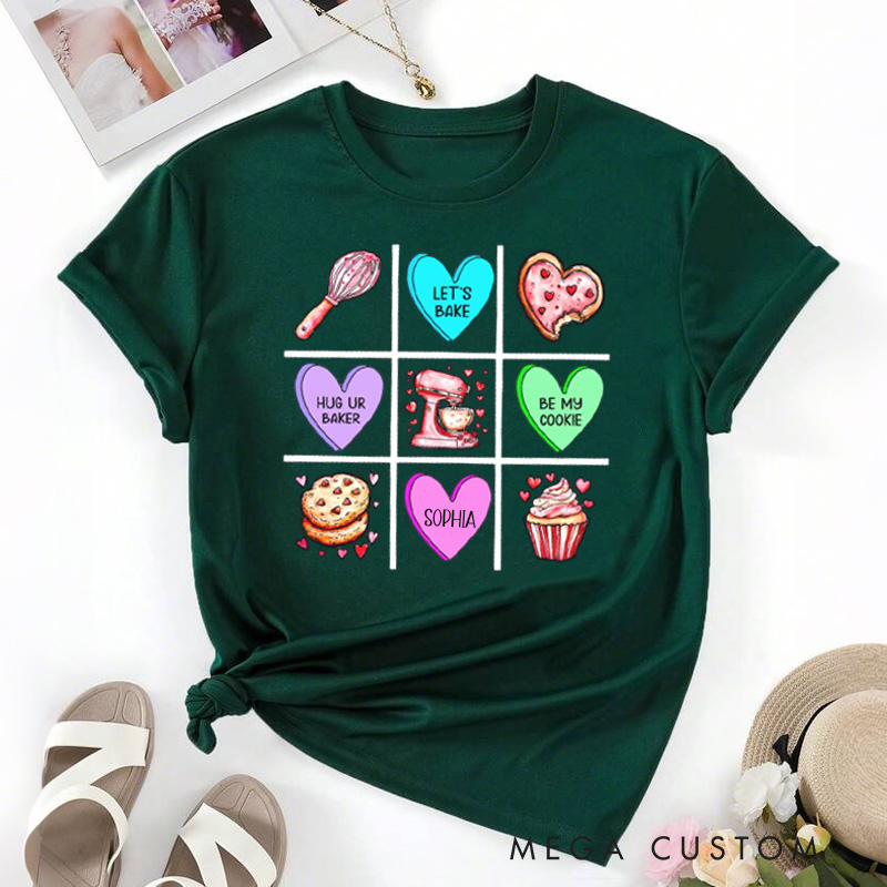 Personalized XOXO Baking Classic T-shirts Let's Bake Tshirt with Name Be My Cookie Tee Valentine's Day Gift for Women Baking Lover Her