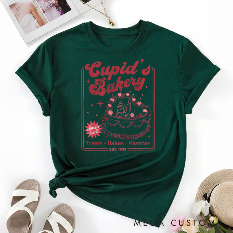 Personalized Cupid's Bakery Classic T-shirts Always Sweet Cake Tshirt with Name Treats Bakes Pastries Tee Valentine's Day Gift for Women Baking Lover Her