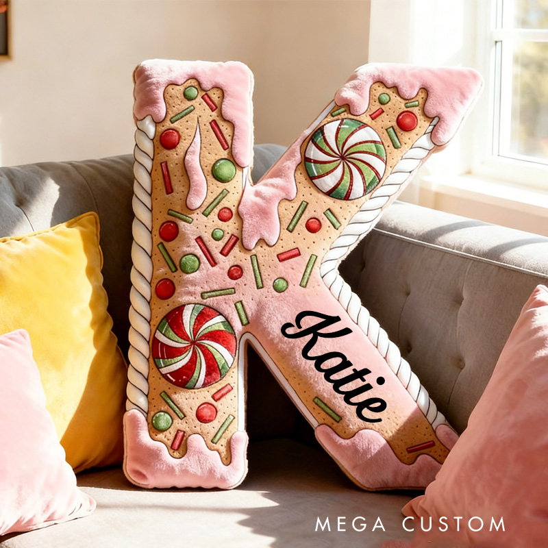 Personalized Cake Alphabet Throw Pillow Graphic 3D Print Letter Pillow Custom Kids Cookie Pillow with Name for Kids Birthday Gift