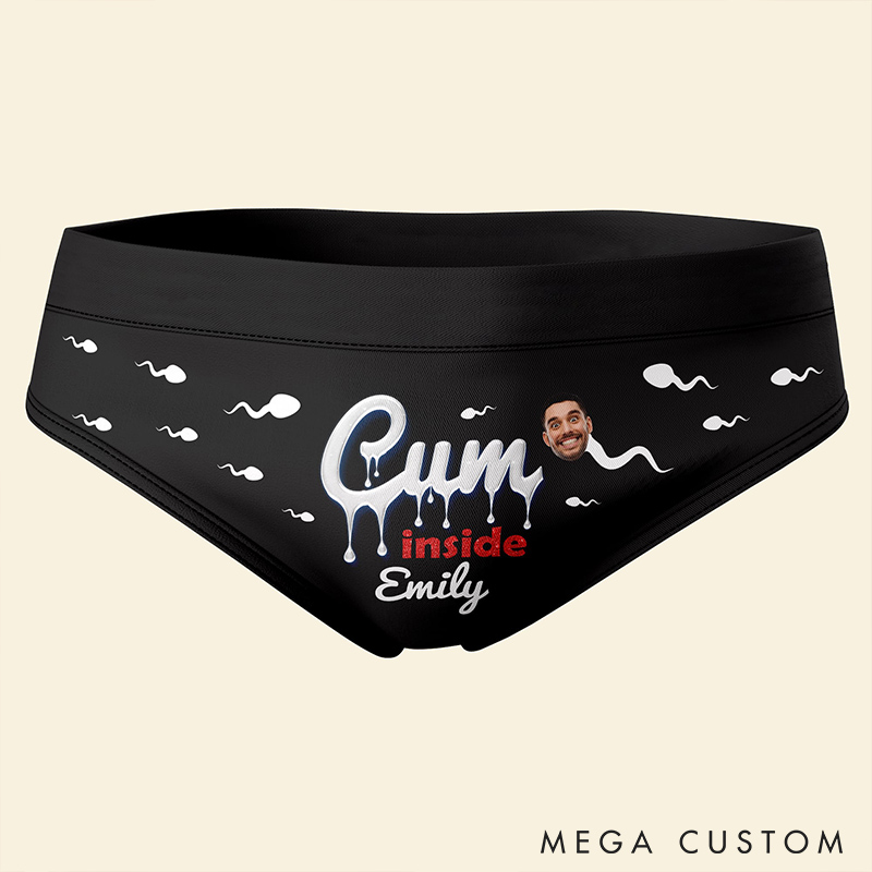 Personalized Boyfriend Husband Face Low-waisted Briefs Women Cum Inside Underwear with Man Photo Portrait Valentines Day Gift for Girlfriend Wife
