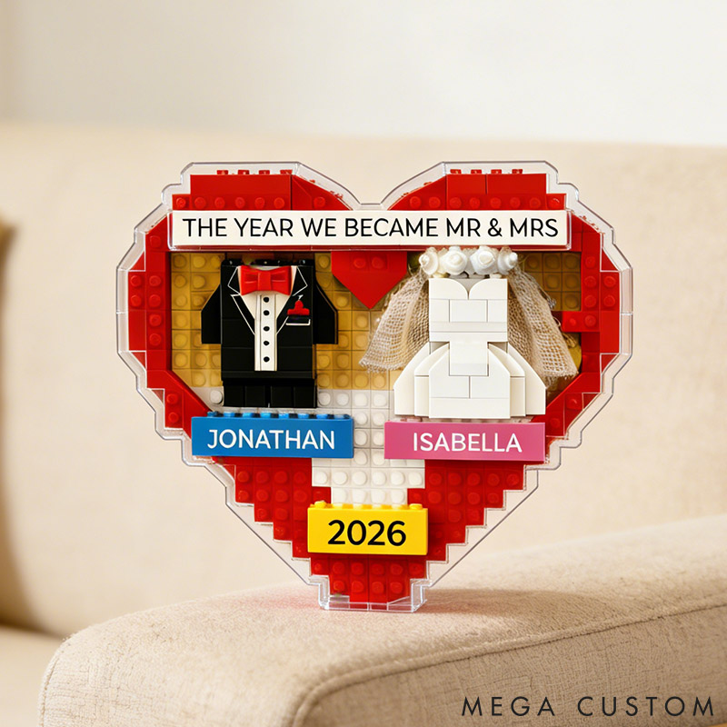 Personalized Wedding Keepsake Acrylic Plaque Custom The Year We Became Mr. and Mrs. Acrylic Plaque 3D Puzzle Effect Graphic Plaque
