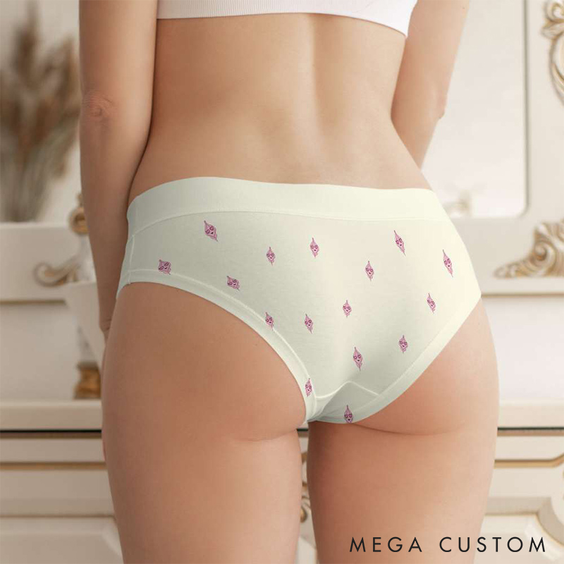 Personalized Women Touch Me Lick Me Taste Me Low-waisted Brief Custom Girlfriend Wife Underwear with Man Name Anniversary Valentines Day Gift for Her