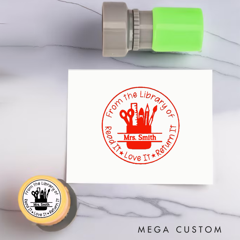 Personalized Teacher Stamps Read It Love It Return It Pencil Holder Design Perfect Teacher Appreciation Gift