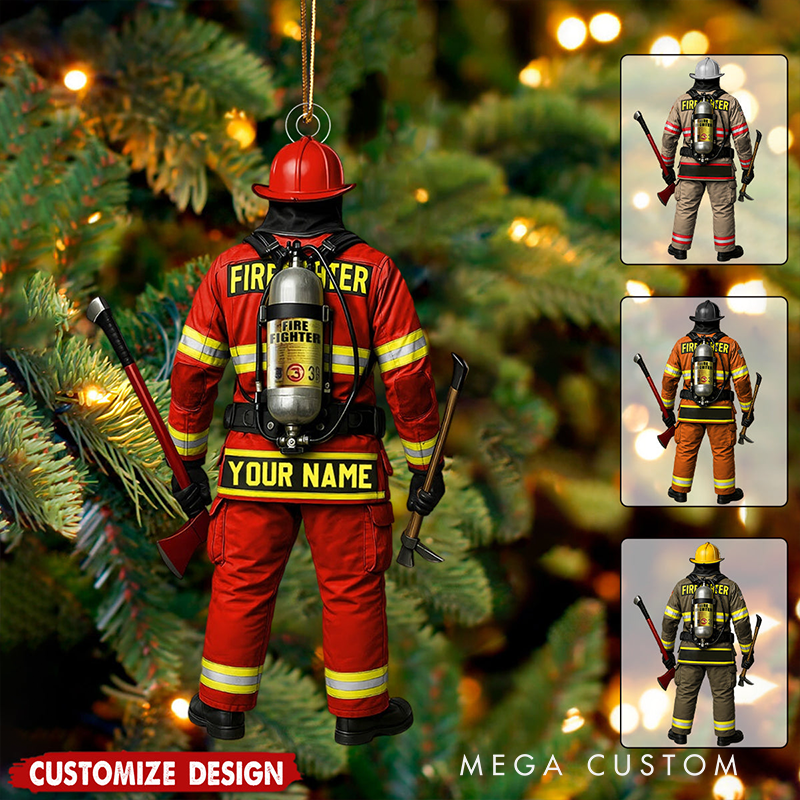 Personalized Firefighter on Duty Christmas Ornament Custom Name Christmas Ornament Xmas Gift