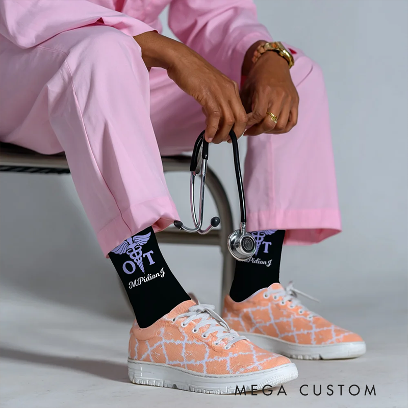 Personalized Medical Symbol RN LPN Socks Unique Gift for Nurses