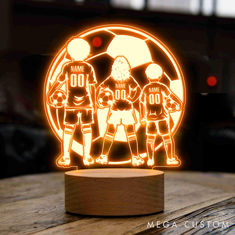 Personalized Soccer LED Night Light with Customizable Player Names and Jersey Numbers