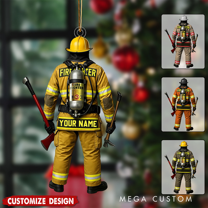 Personalized Firefighter on Duty Christmas Ornament Custom Name Christmas Ornament Xmas Gift