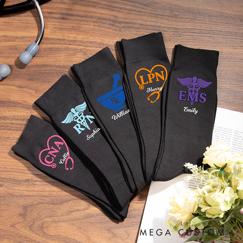 Personalized Medical Symbol RN LPN Socks Unique Gift for Nurses