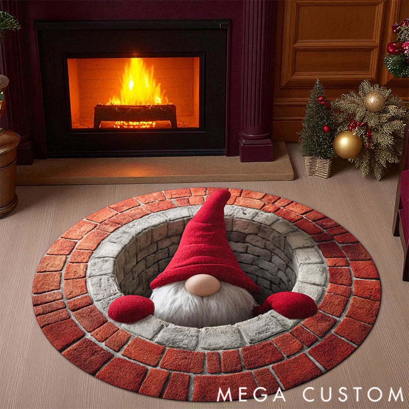 Personalized 3D Printed Rug, Christmas Welcome Round Mat, Indoor Rug Decor, Christmas Tree Home Decor, Holiday Doormat, Christmas Gift