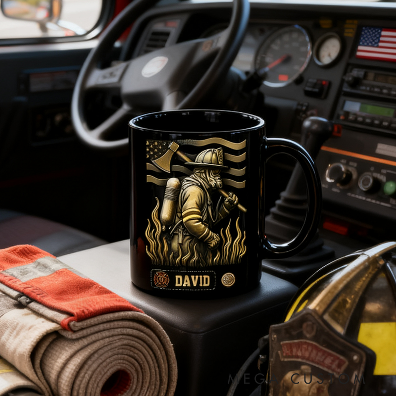 Personalized Proud Firefighter Mug Custom Name Mug Gift for Firefighters