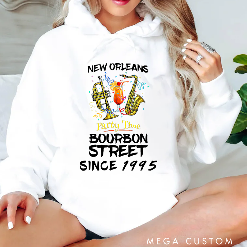 Personalized Classic Hoodies New Orleans Bourbon Street Louisiana Vintage Souvenir Hoodie