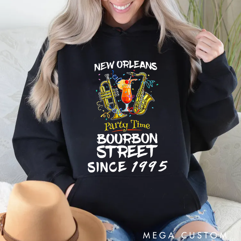 Personalized Classic Hoodies New Orleans Bourbon Street Louisiana Vintage Souvenir Hoodie