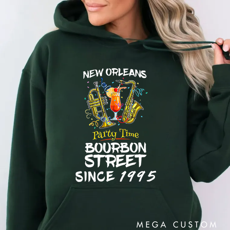 Personalized Classic Hoodies New Orleans Bourbon Street Louisiana Vintage Souvenir Hoodie