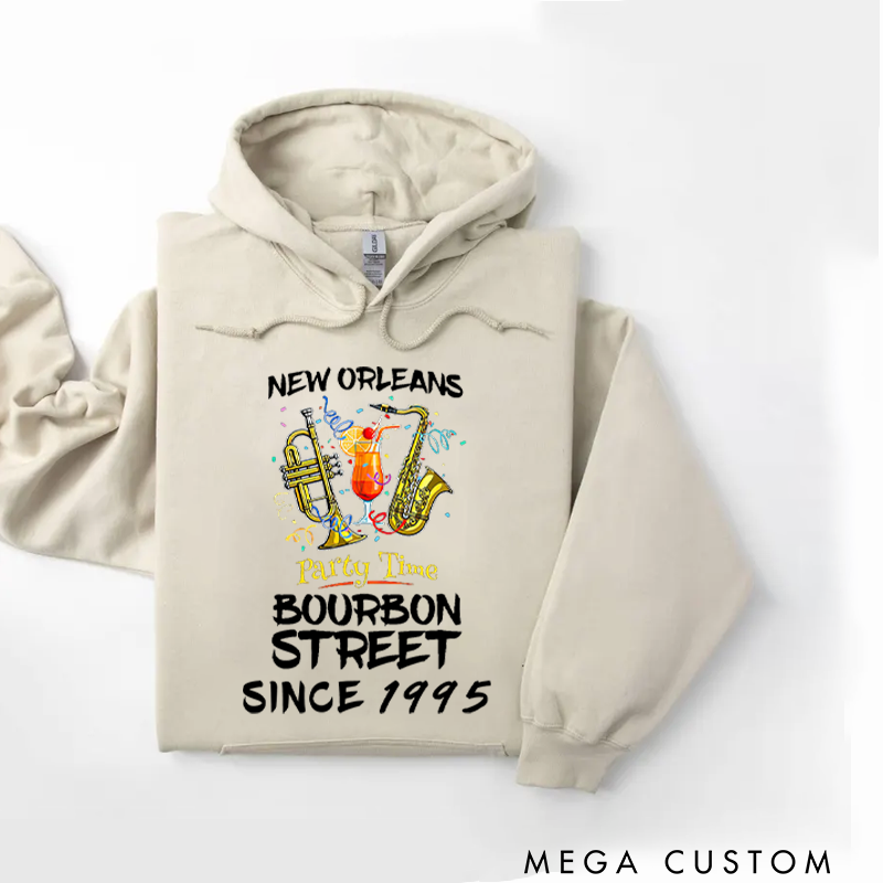 Personalized Classic Hoodies New Orleans Bourbon Street Louisiana Vintage Souvenir Hoodie