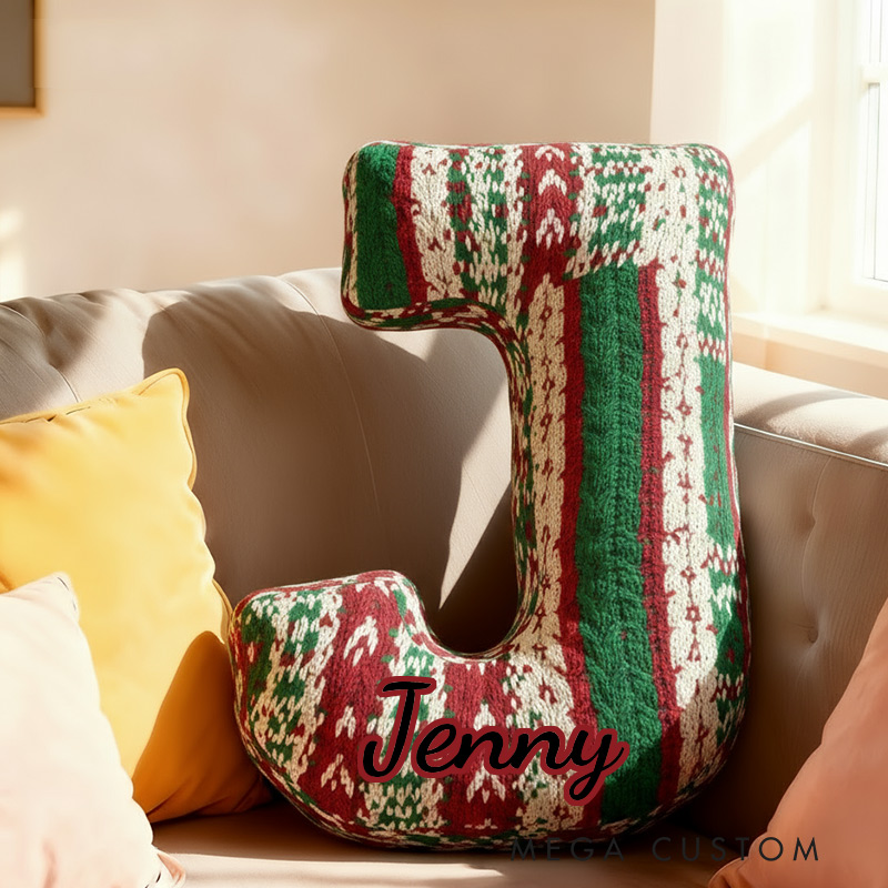 Personalized Funny Pillow Christmas Yarn Twist Graphic Print Letter Customized Name Gift for Kids