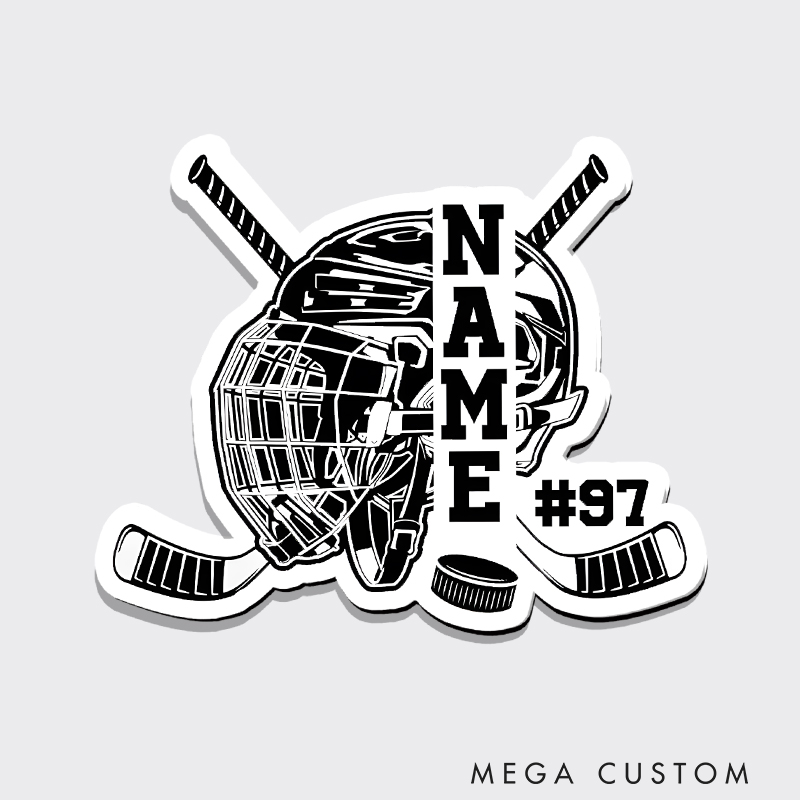 Personalized Hockey Helmet Fridge Magnet with Custom Name and Number