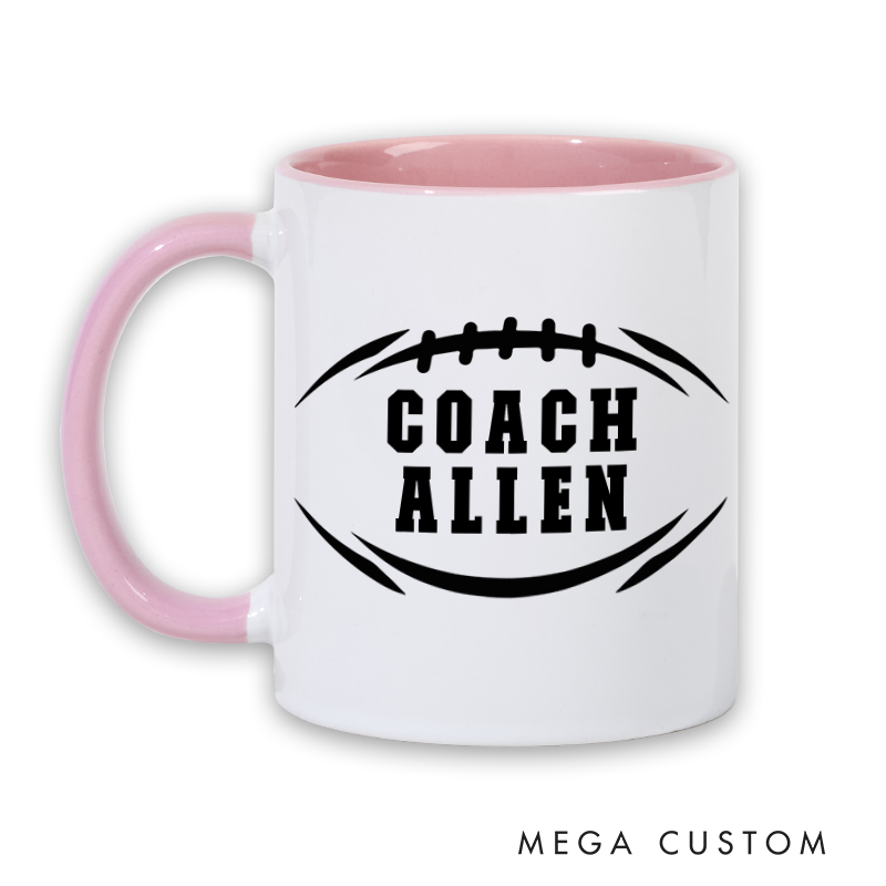 Personalized American Football and Rugby Coach Mug with Custom Name
