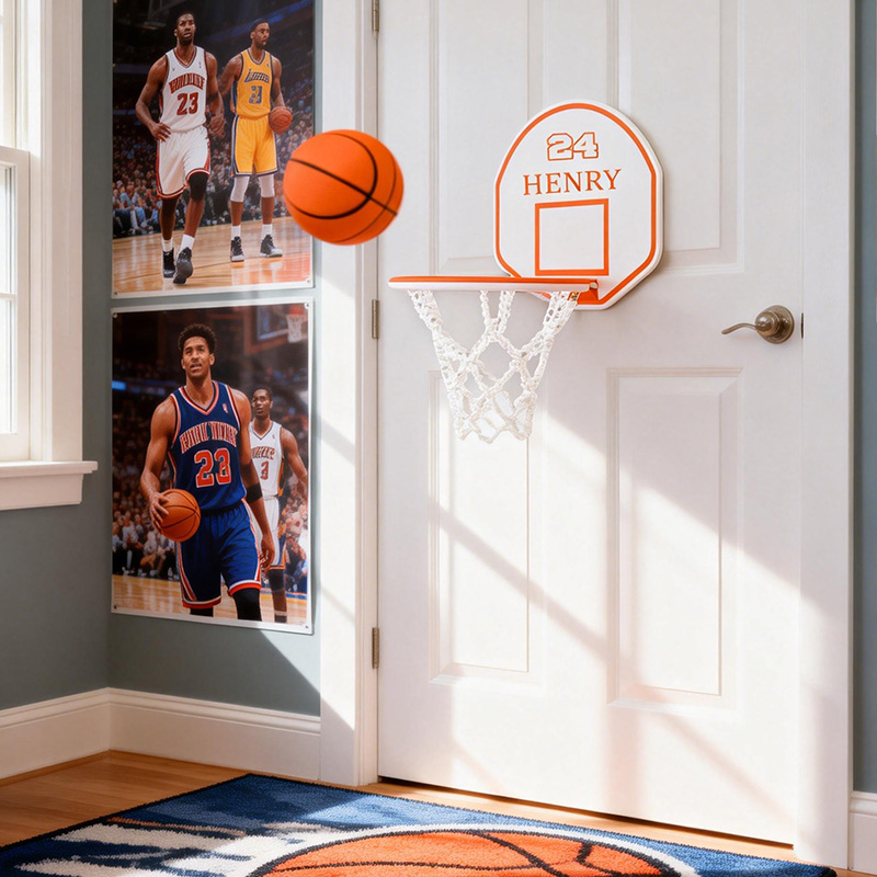 Personalized Mini Basketball with Swishing Net 3D Printable Mini Hoop with Custom Name and Number