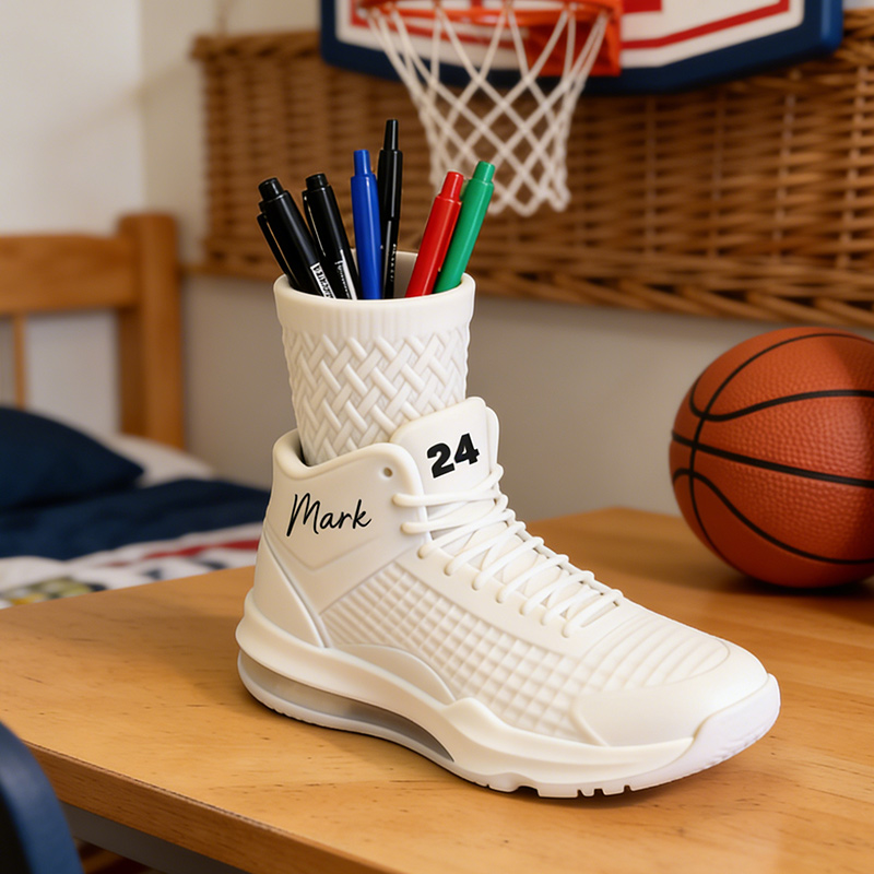 Personalized Basketball Shoes Pencil Holder 3D Print Pencil Organizer Stand Basketball Player Desktop Decor