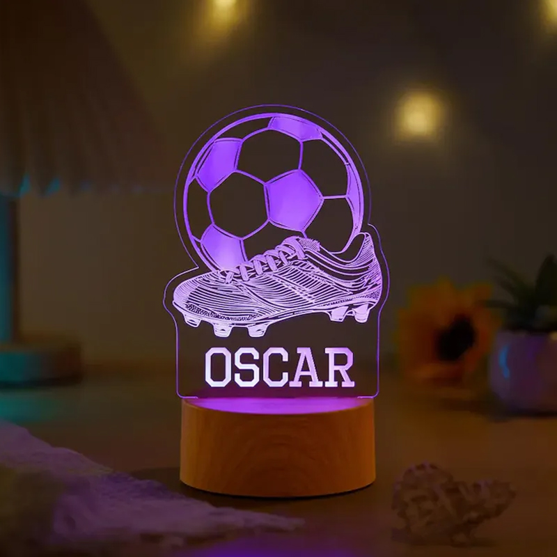 Personalized Soccer 3D Night Light Custom Name LED Lamp for Players and Fans