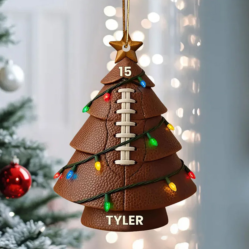 Personalized Acrylic Sports Christmas Tree Ornament with Custom Name and Number  