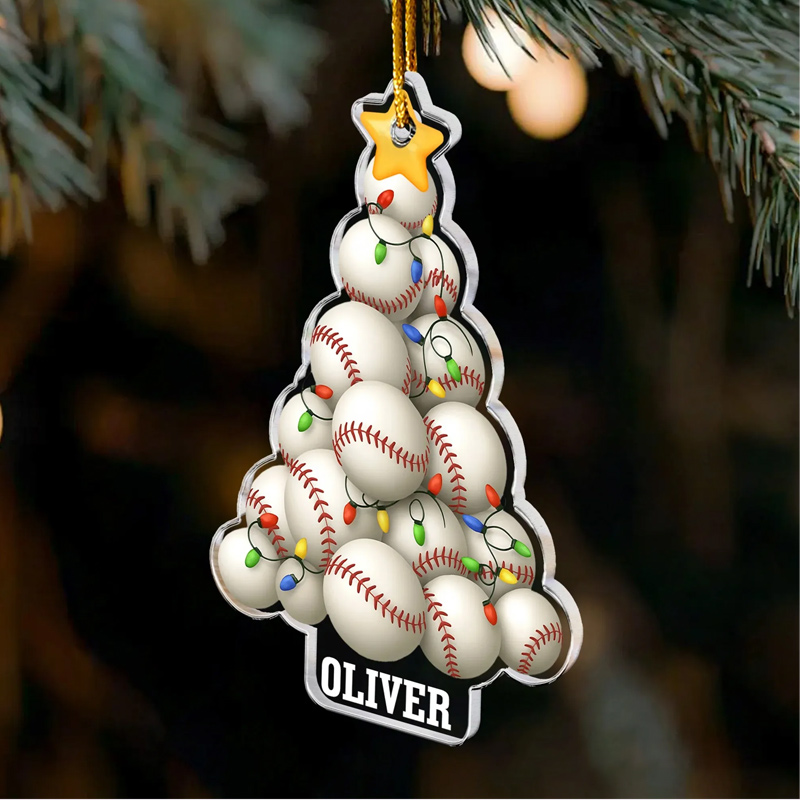 Personalized Baseball Acrylic Christmas Ornament Celebrate Your Game in Style