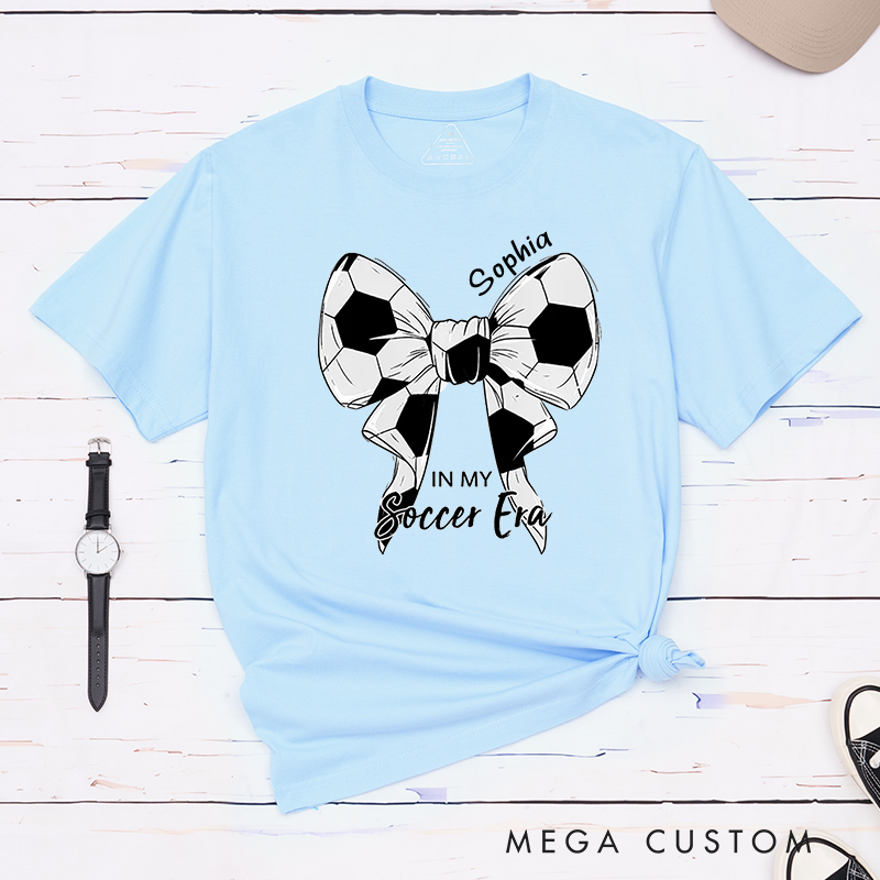 Personalized Soccer Bow Graphic T-Shirt with Custom Text Option  