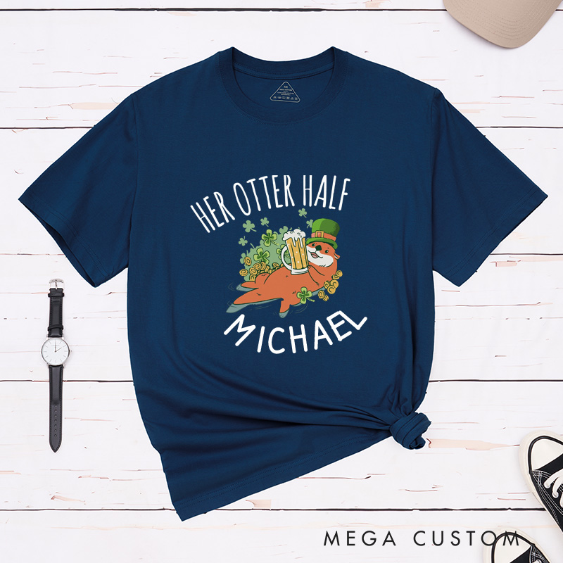 Personalized St. Patrick's Day Funny Otter Couple Matching Classic T-Shirt 