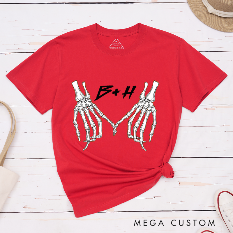 Personalized Halloween Couple Matching T-Shirt Skeleton Halloween T-Shirt For Couple 