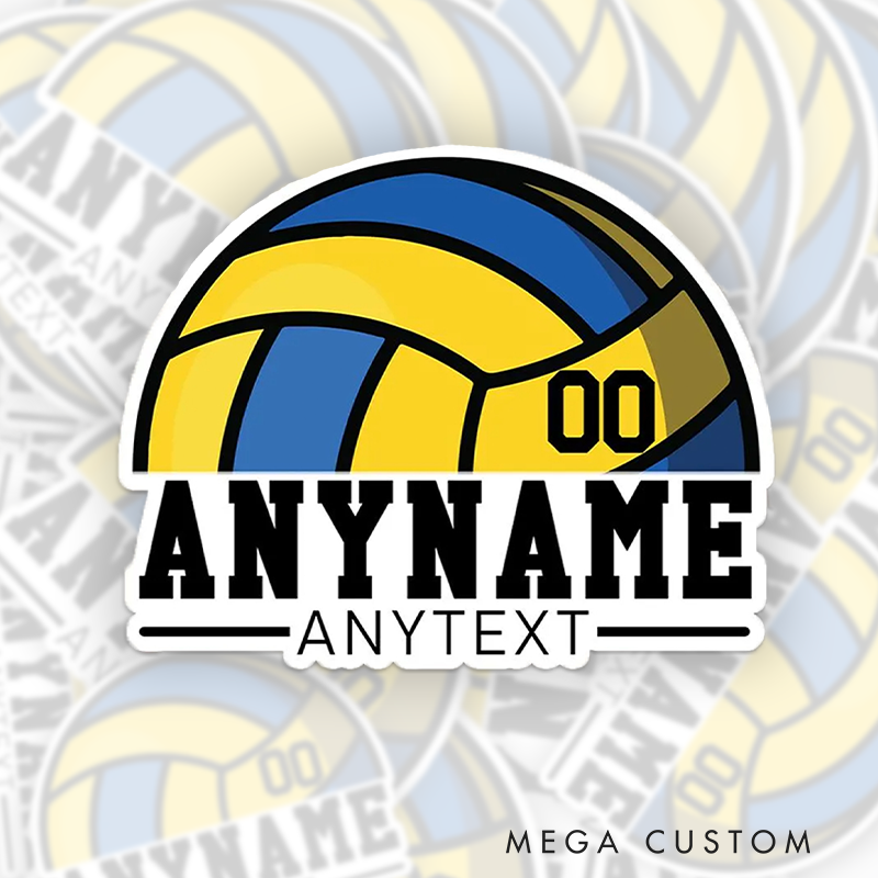 Personalized Volleyball Sticker with Custom Player Name, Jersey Number and Text