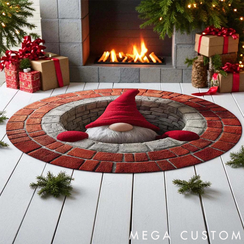 Personalized 3D Printed Rug, Christmas Welcome Round Mat, Indoor Rug Decor, Christmas Tree Home Decor, Holiday Doormat, Christmas Gift