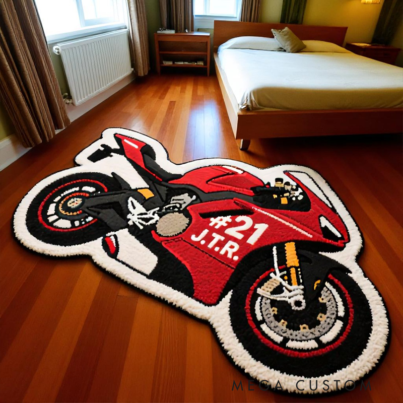 Personalized Motorcycle Rug with Custom Name and Number Design for Bikers and Motorcycle Fans