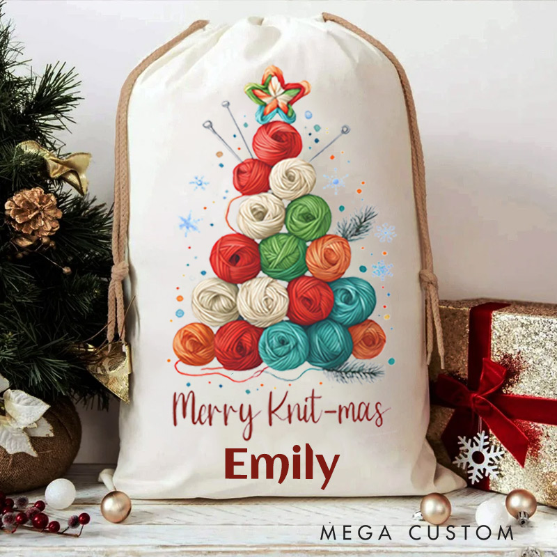 Personalized Knitting Bag Christmas 2025 Merry Kit-mas Gift for Knitting Lover for Grandma