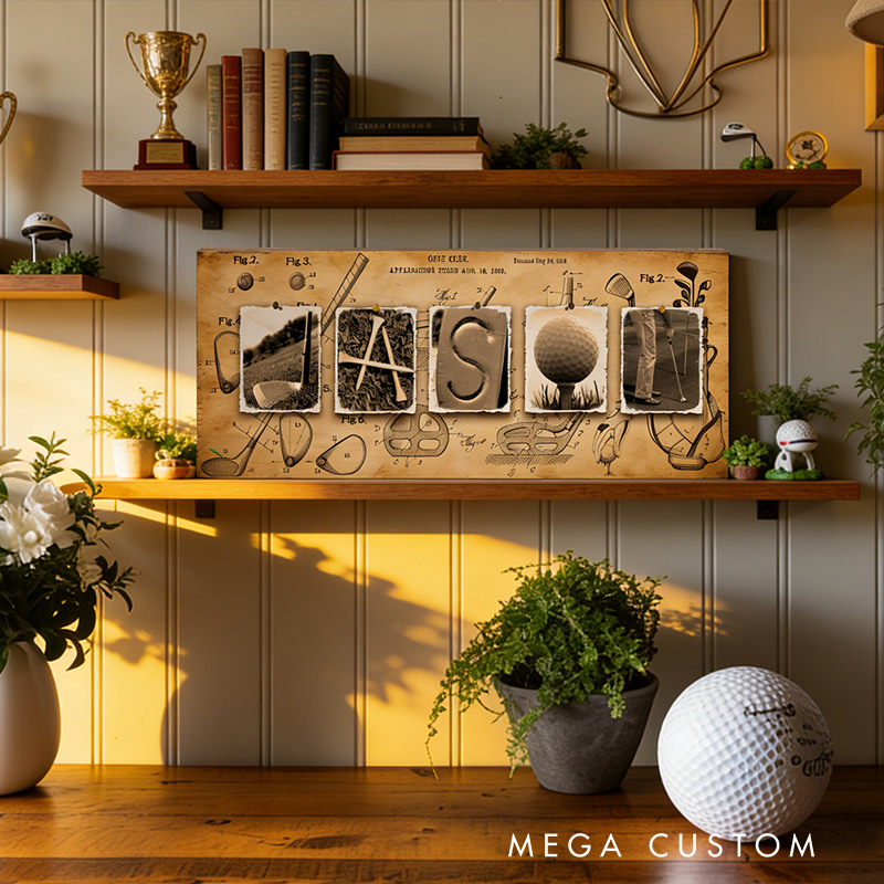 Personalized Golf Wood Sign Golf Gifts for the Golfers Men Golf Room Decor Vintage Golf Name Art