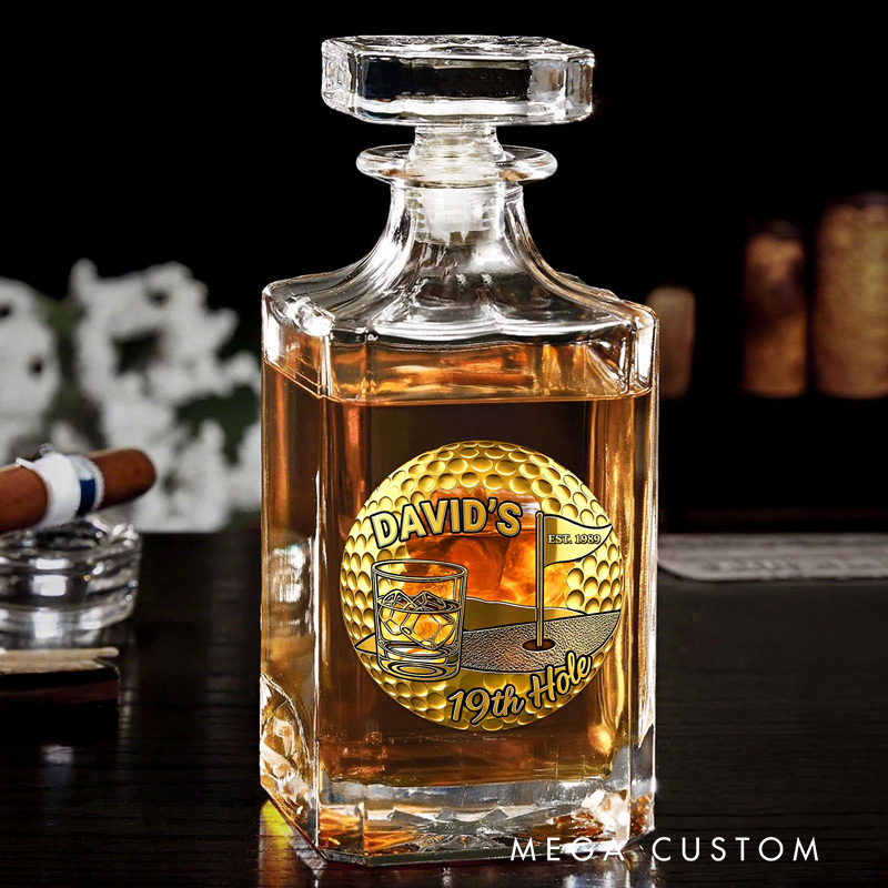 PersonalizedGolf Whiskey and Glass Set 19th Hole Golf Gift for Him Custom Name Barware for Golfers 