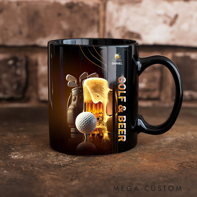 Personalized Golf and Beer Mug with Custom Name Perfect Gift for Golf Lovers