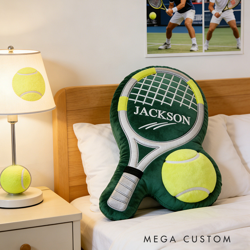 Personalize Tennis Pillow Graphic 3D Print Tennis Racket Tennis with Custom Name