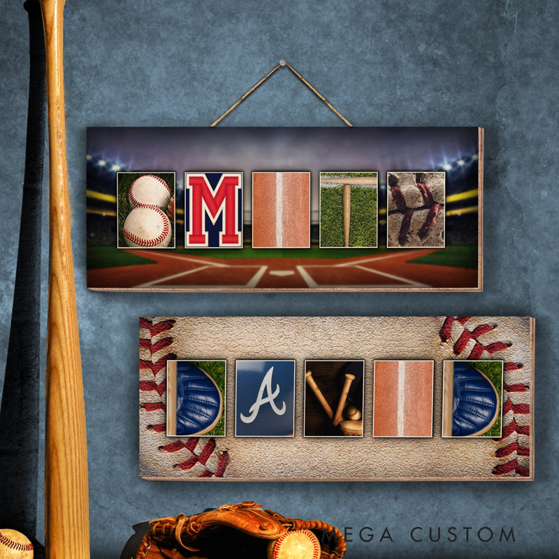 Personalized Baseball Wood Sign Baseball Team Gifts for Boys Baseball Room Decor Custom Name