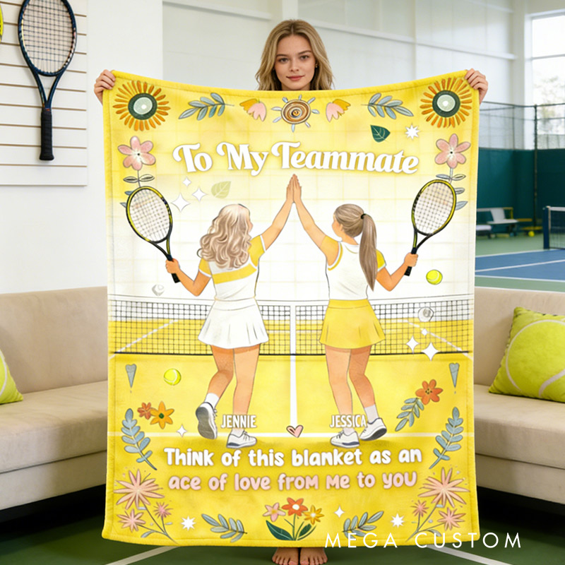 Personalized Tennis Blanket Girl's Tennis with Custom Name Gift for Tennis Lovers