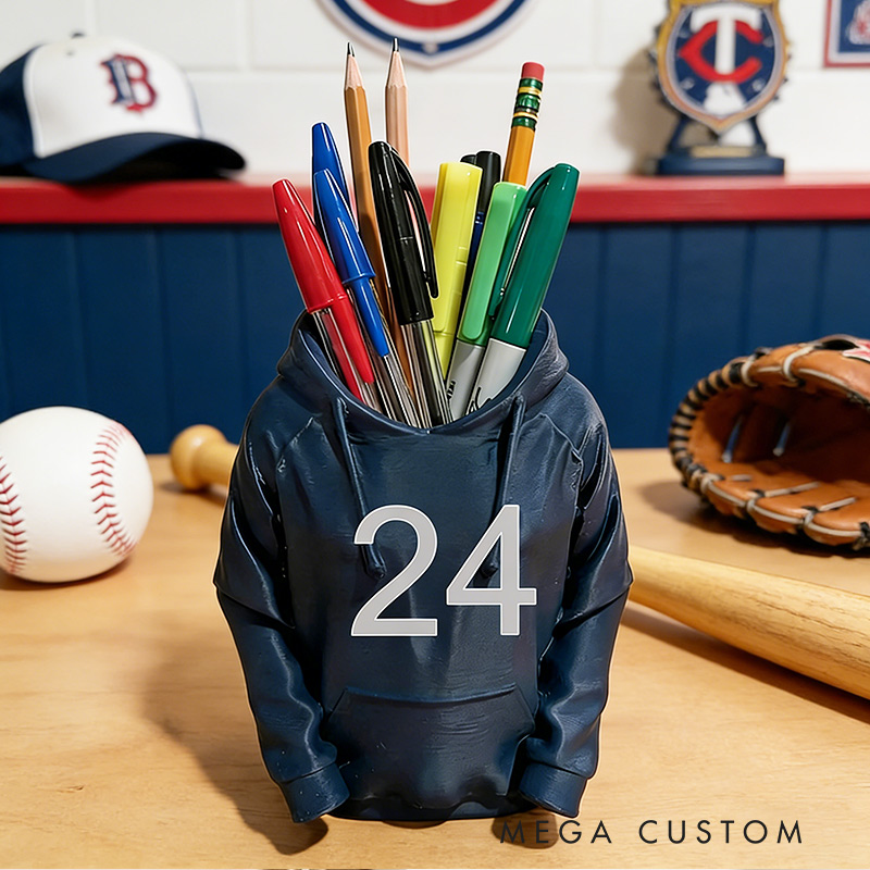 Personalized Hoodie Pencil Holder 3D Print Pencil Organizer Stand Sport Player Desktop Decor