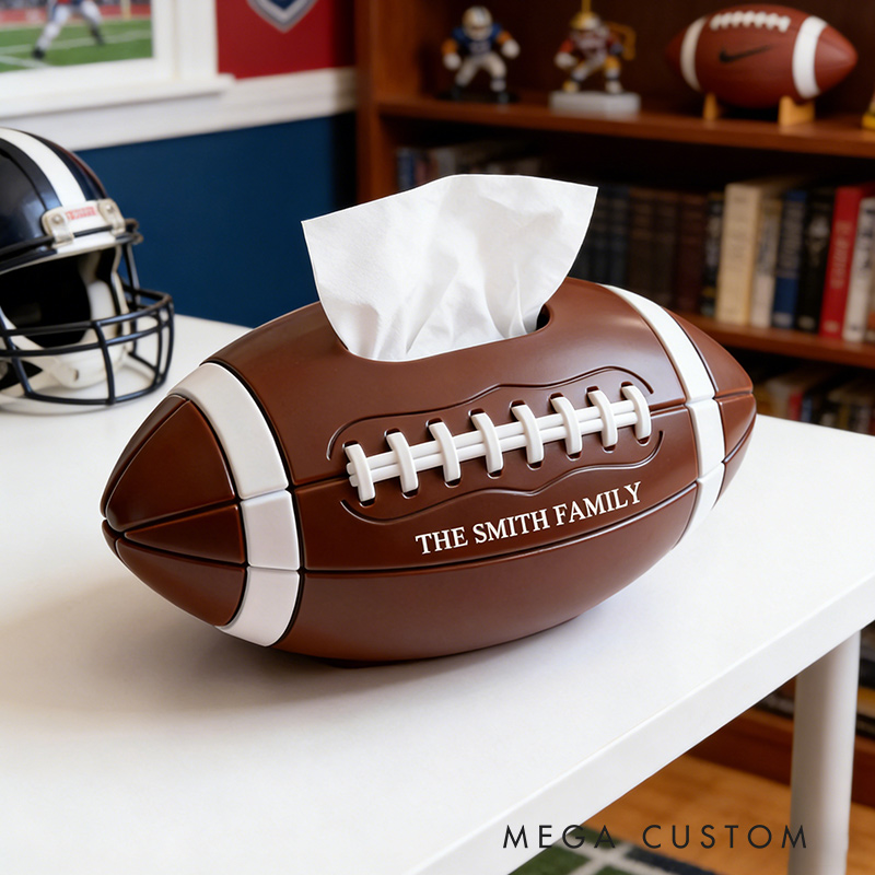 Personalized Football Tissue Box Family Tissue Boxes Football Fan Customized Text Gift for Family