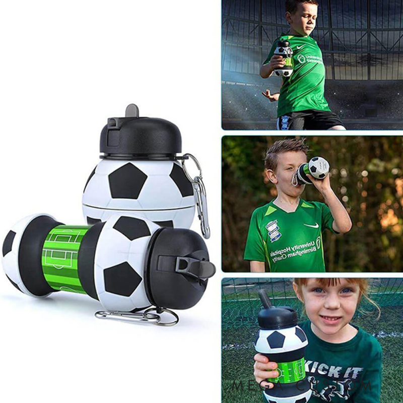 Personalized Foldable Soccer Water Cup Silicone Soccer Sports Water Bottle Custom Name Gift for Soccer Lovers