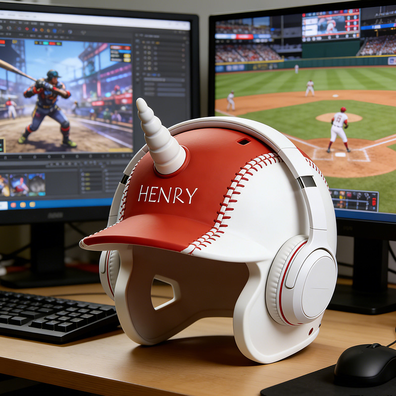 Personalized Baseball Helmet Headphone Mount 3D Printed Desk Organizer for Baseball Players   
