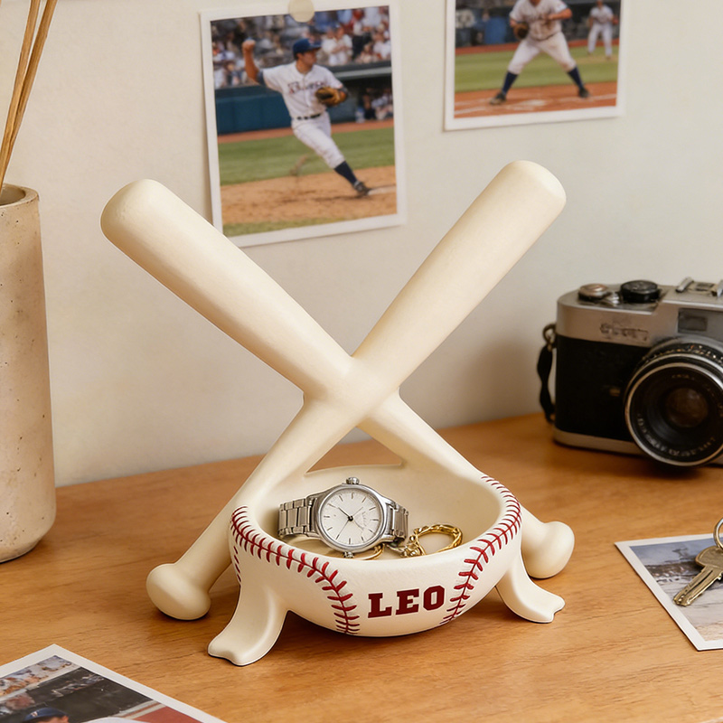 Personalized Baseball Bat Jewelry Holder 3D Printed with Custom Name and Baseball Bat Design for Girls and Teens 