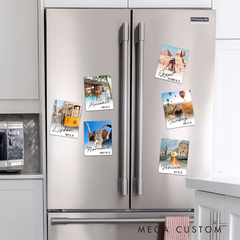 Personalized Custom Fridge Magnets Travel Photo Souvenirs Gifts for Friends and Travel Lovers
