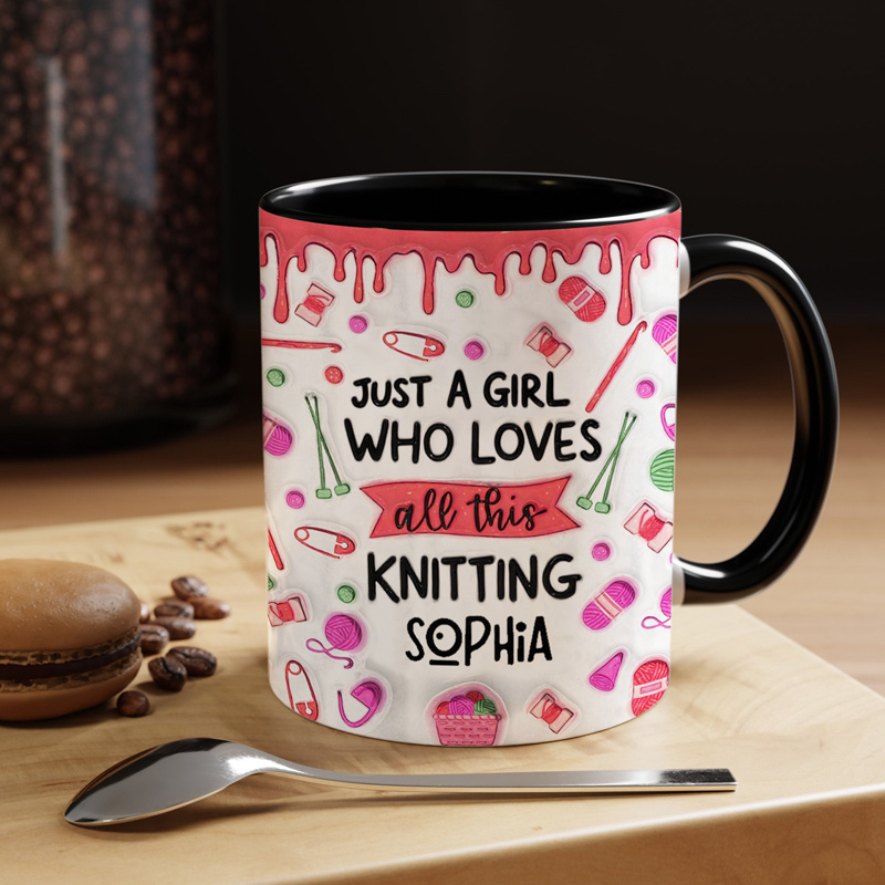 Personalized Funny Knitting Crochet Mug Just A Girl Who Loves Knitting